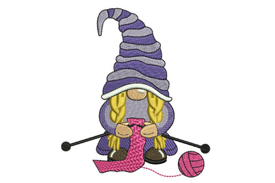 Knitting Girl Gnome Machine Embroidery Design, Sewing Embroidery Design Embroidery/Applique DESIGNS NextEmbroidery 