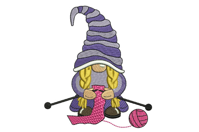 Knitting Girl Gnome Machine Embroidery Design, Sewing Embroidery Design Embroidery/Applique DESIGNS NextEmbroidery 
