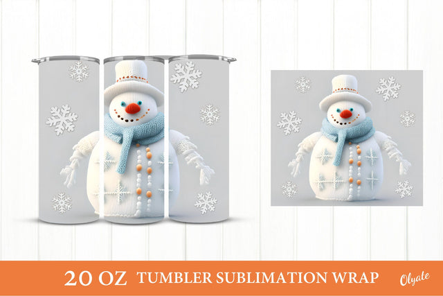 Knitting Snowman PNG. Christmas Tumbler Wrap. 20 OZ Sublimation Olga Terlyanskaya 