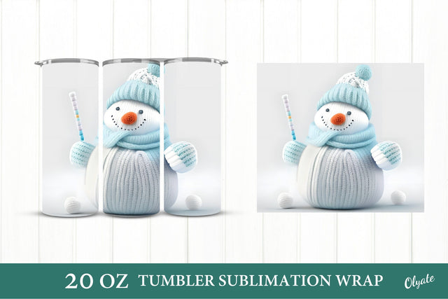 Knitting Snowman Sublimation. 20 Oz Tumbler Wrap SVG Olga Terlyanskaya 
