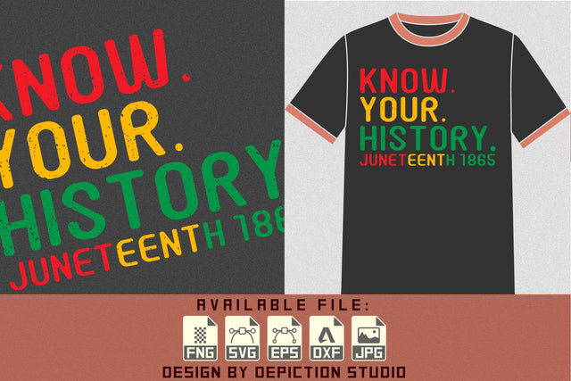 Know Your History Juneteenth 1865 T-Shirt, Black History Typography Shirt, Black History Month Shirt Print Template Sketch DESIGN Depiction Studio 