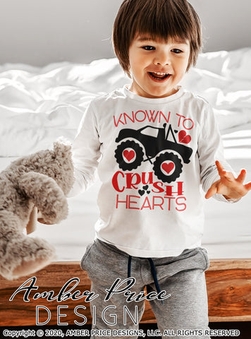 Known to crush hearts SVG | Valentine's Monster Truck SVG | Boy's Valentine's Day SVG PNG DXF | Valentine's Day Shirt SVG | Kid's / Boy's Valentine's SVGs | Amber Price Design SVG Amber Price Design 