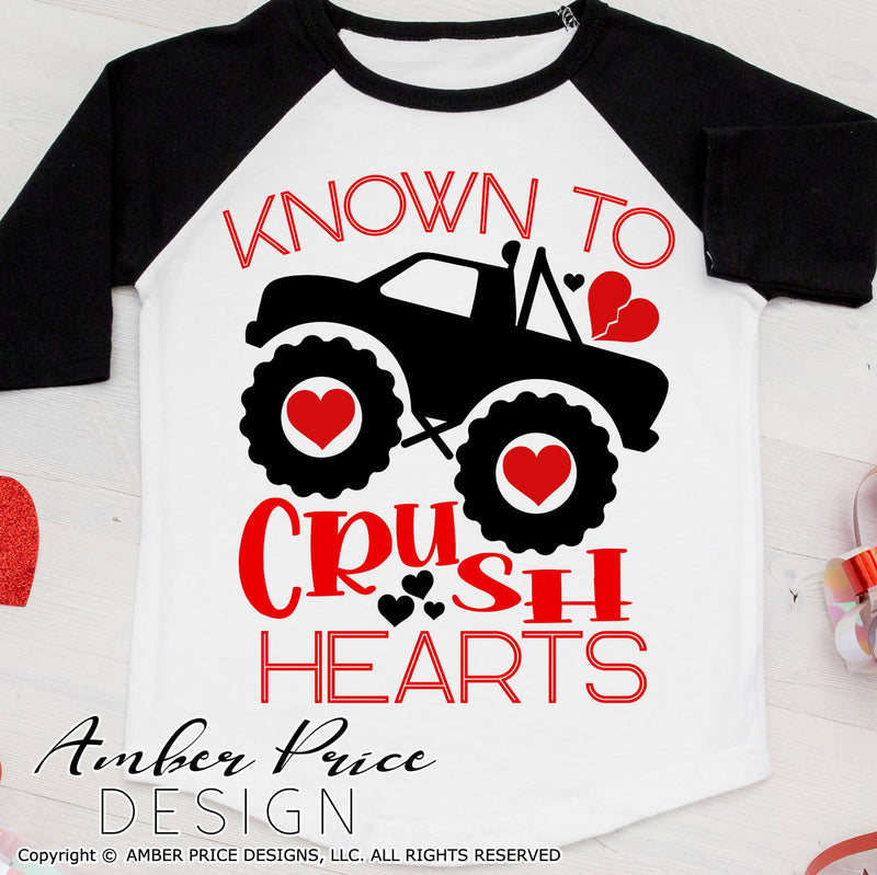 Known to crush hearts SVG | Valentine's Monster Truck SVG | Boy's Valentine's Day SVG PNG DXF | Valentine's Day Shirt SVG | Kid's / Boy's Valentine's SVGs | Amber Price Design SVG Amber Price Design 