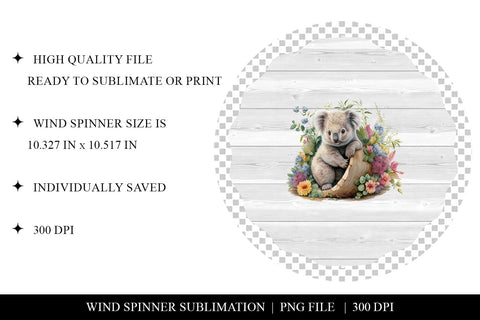 Koala Bear Wind Spinner Sublimation PNG Sublimation BijouBay 