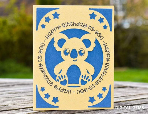Koala birthday card SVG Digital Gems 
