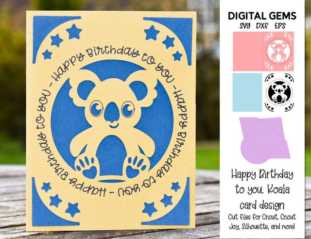 Koala birthday card SVG Digital Gems 