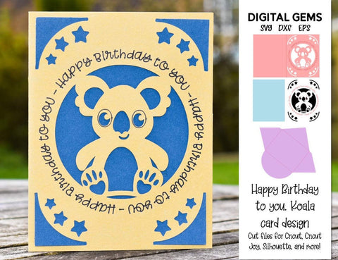 Koala birthday card SVG Digital Gems 