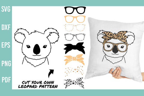 Koala Face SVG | Koala with leopard bandana and glasses SVG SVG Irina Ostapenko 