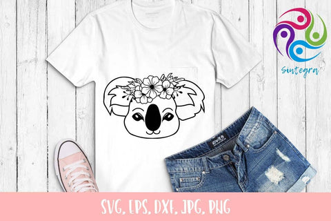 Koala Floral SVG, Koala Cut File SVG Sintegra 