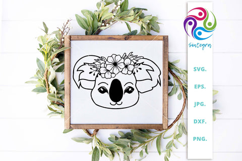 Koala Floral SVG, Koala Cut File SVG Sintegra 