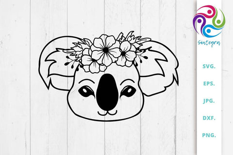 Koala Floral SVG, Koala Cut File SVG Sintegra 