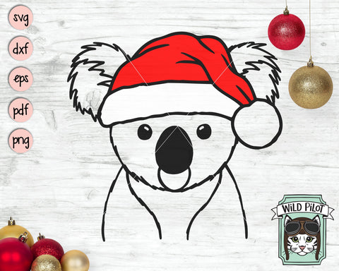 Koala Santa hat svg file, Koala with Hat svg, Christmas svg file, Koala svg, Christmas cut file, Christmas Santa hat svg, Australia svg file SVG Wild Pilot 