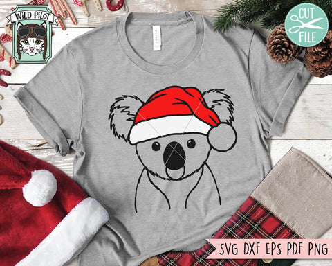 Koala Santa hat svg file, Koala with Hat svg, Christmas svg file, Koala svg, Christmas cut file, Christmas Santa hat svg, Australia svg file SVG Wild Pilot 