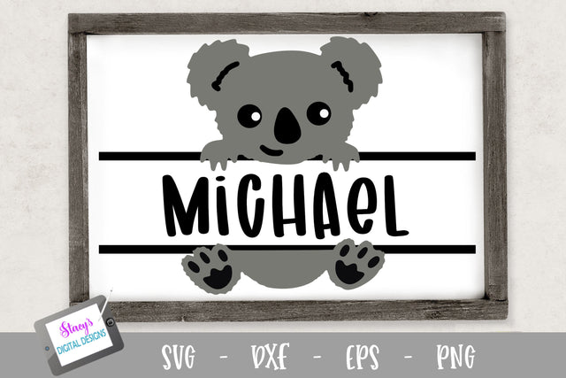 Koala Split Monogram Design SVG Stacy's Digital Designs 
