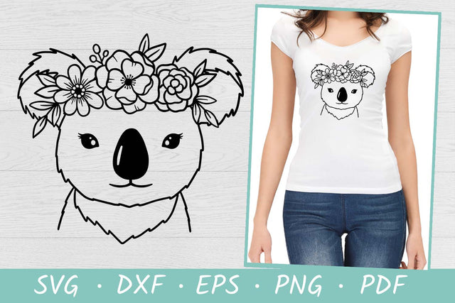 Koala with flower crown SVG | Koala SVG | Koala Face SVG SVG Irina Ostapenko 