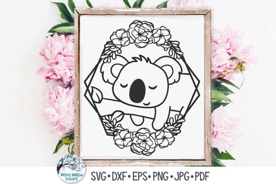 Koala with Flowers SVG SVG Wispy Willow Designs 