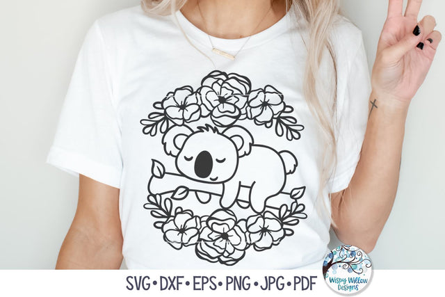 Koala with Flowers SVG SVG Wispy Willow Designs 