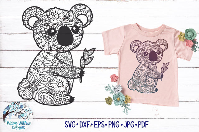 Koala Zentangle SVG SVG Wispy Willow Designs 