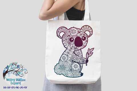 Koala Zentangle SVG SVG Wispy Willow Designs 