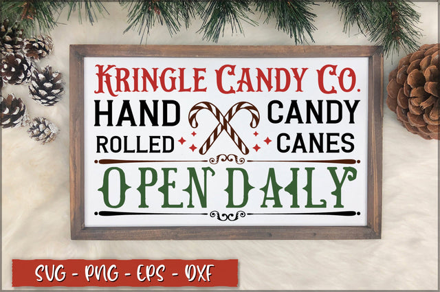 kringle candy co. hand rolled candy canes open daily Sign SVG SVG Shetara Begum 