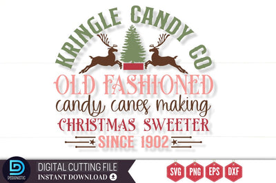 Kringle candy co old fashioned candy canes making christmas sweeter since 1902 SVG SVG DESIGNISTIC 