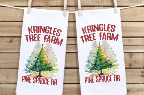 Kringles Tree Farm Dish Towel Sublimation Sublimation Jagonath Roy 