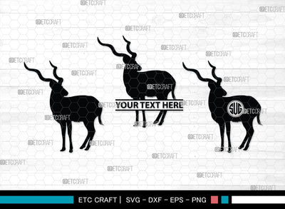Kudu Monogram, Kudu Silhouette, Kudu SVG, Kudu Horn Svg, Antlers Svg, Animal Svg, Kudu Head Svg, SB00287 SVG ETC Craft 