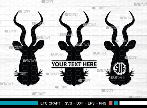 Kudu Monogram, Kudu Silhouette, Kudu SVG, Kudu Horn Svg, Antlers Svg, Animal Svg, Kudu Head Svg, SB00287 SVG ETC Craft 