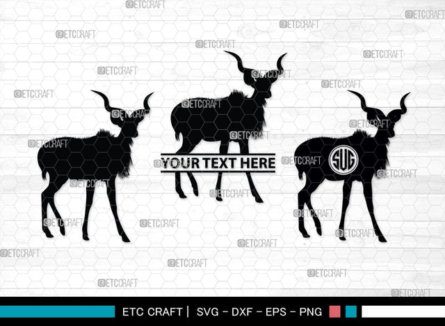 Kudu Monogram, Kudu Silhouette, Kudu SVG, Kudu Horn Svg, Antlers Svg, Animal Svg, Kudu Head Svg, SB00287 SVG ETC Craft 