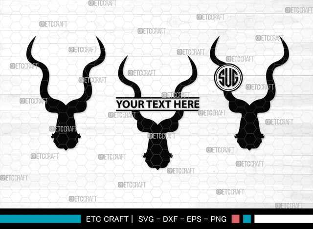 Kudu Monogram, Kudu Silhouette, Kudu SVG, Kudu Horn Svg, Antlers Svg, Animal Svg, Kudu Head Svg, SB00287 SVG ETC Craft 