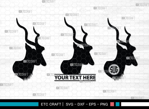 Kudu Monogram, Kudu Silhouette, Kudu SVG, Kudu Horn Svg, Antlers Svg, Animal Svg, Kudu Head Svg, SB00287 SVG ETC Craft 