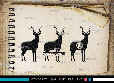 Kudu Monogram, Kudu Silhouette, Kudu SVG, Kudu Horn Svg, Antlers Svg, Animal Svg, Kudu Head Svg, SB00287 SVG ETC Craft 