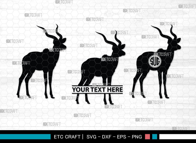 Kudu Monogram, Kudu Silhouette, Kudu SVG, Kudu Horn Svg, Antlers Svg, Animal Svg, Kudu Head Svg, SB00287 SVG ETC Craft 