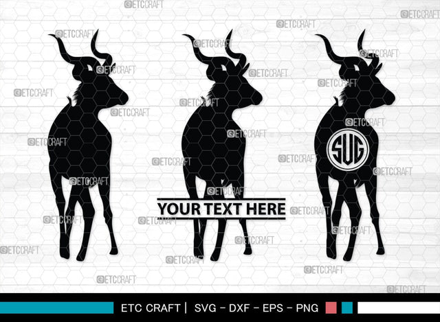 Kudu Monogram, Kudu Silhouette, Kudu SVG, Kudu Horn Svg, Antlers Svg, Animal Svg, Kudu Head Svg, SB00287 SVG ETC Craft 