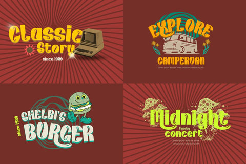 Kunhety | Groovy Retro Font Font twinletter 