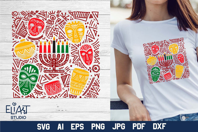 Kwanzaa SVG, Kwanzaa Kinara PNG, Happy Kwanzaa Design. SVG Elinorka 