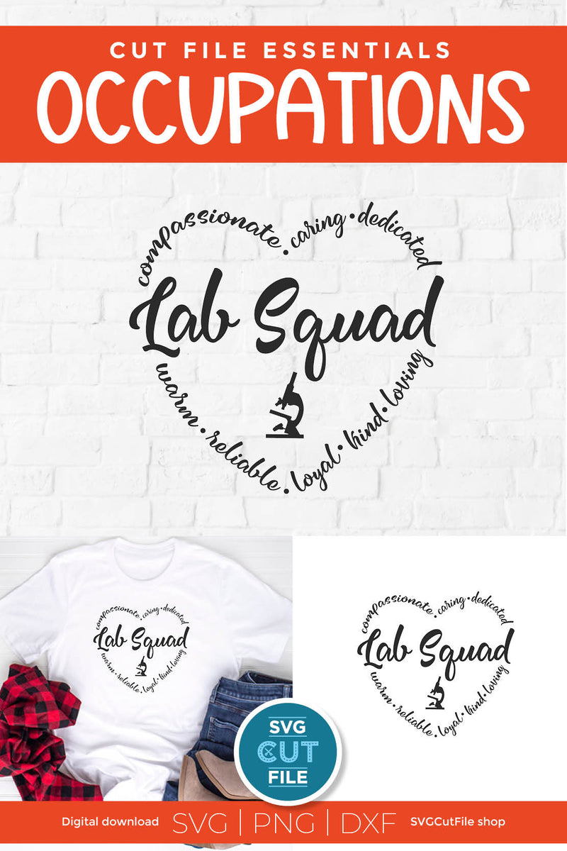 Lab Squad svg for Cricut and Silhouette cutting machines - So Fontsy