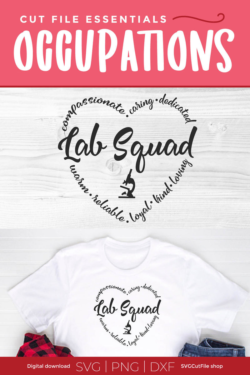 Lab Squad svg for Cricut and Silhouette cutting machines - So Fontsy