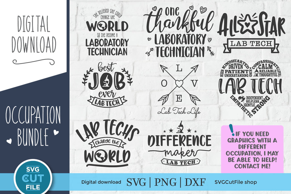 Lab Tech SVG bundle -8 lab tech svg files for crafters - So Fontsy