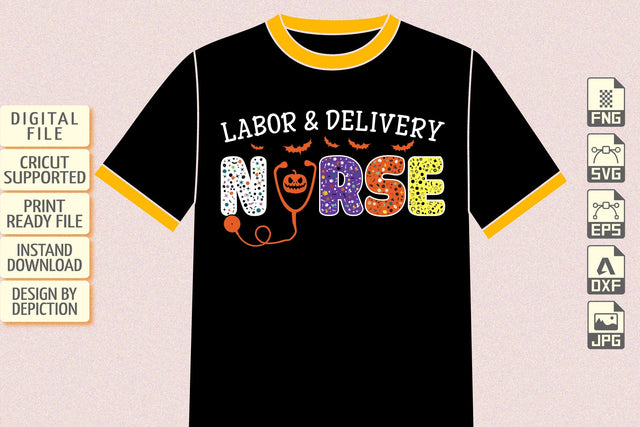 Labor And Delivery Nurse T-Shirt, Halloween Nurse Shirt, Halloween Shirt Print Template Sketch DESIGN Depiction Studio 