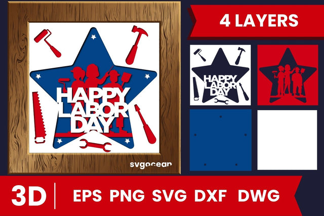 Labor Day Shadow Box SVG SVG SvgOcean 