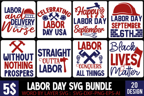 Labor Day SVG Bundle ,Labor and Delivery Nurse,USA Labor Day Svg , Workers Day Svg , Happy Labor Day Svg , T-shirt Design SVG BlackCatsMedia 