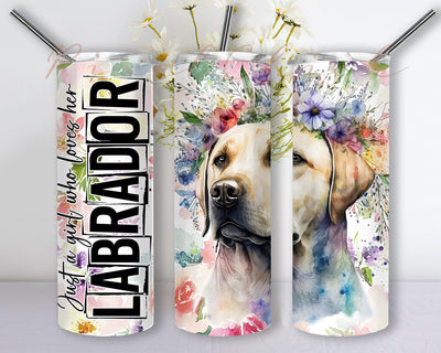 Labrador Dog 20oz Skinny Tumbler Png, Floral Dog Tumbler Wrap, Dog Lover, Cute Floral Labrador Dog Png, Cute Floral Animals Png Sublimation PixelChick 