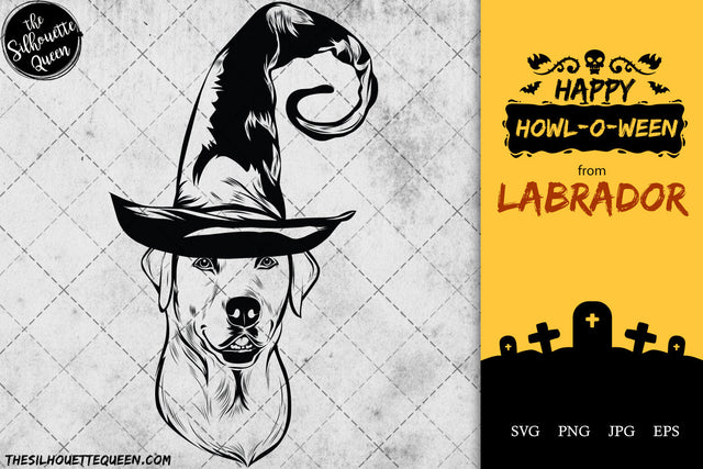 Labrador dog svg portrait clipart vector graphic art Witch hat Halloween dog Cricut cut file cuttable design SVG Loveleen Kaur 