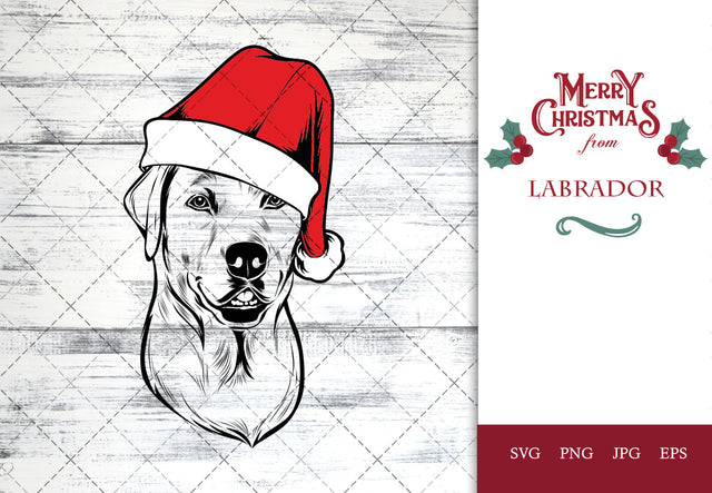Labrador dog svg portrait clipart vector graphic art Xmas hat Christmas dog Cricut cut file cuttable design SVG Loveleen Kaur 