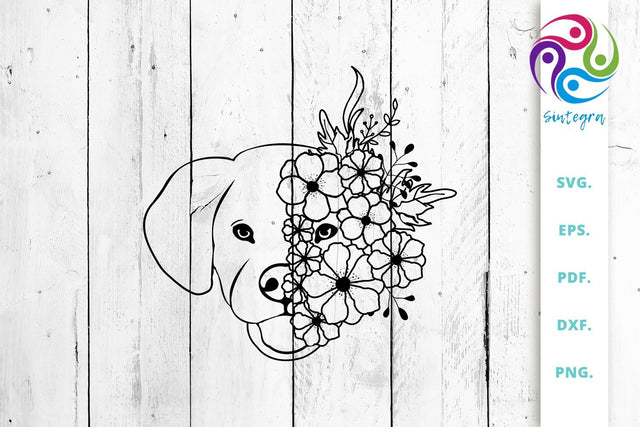 Labrador Dog With Flowers Svg Cut File SVG Sintegra 