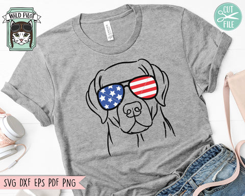 Labrador Retriever SVG, Fourth of July Dog svg file, July 4th Lab svg, Labrador Glasses svg, Dog cut file, July 4th Animals svg file SVG Wild Pilot 