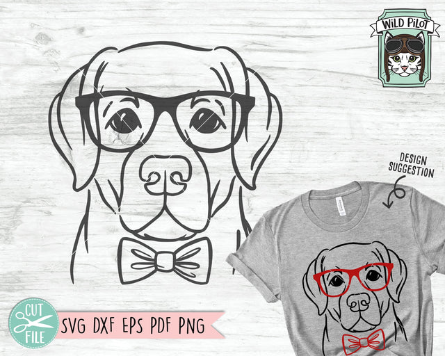 Labrador SVG File, Dog With Glasses SVG, Dog Cut File, Dog SVG File, Lab Bowtie SVG, Labrador Retriever SVG File, Lab Cut File, Nerd SVG, Nerdy SVG SVG Wild Pilot 