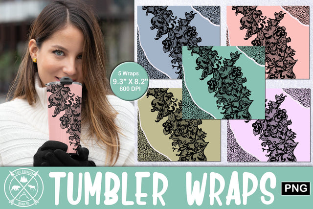 Lace and Cheetah Tumbler Wrap Sublimation Sublimation Last Frontier Design Co. 