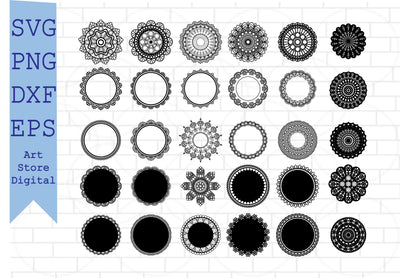 Lace Crochet Svg, Mandala Monogram Frame Svg, Circle Crochet Svg SVG Artstoredigital 